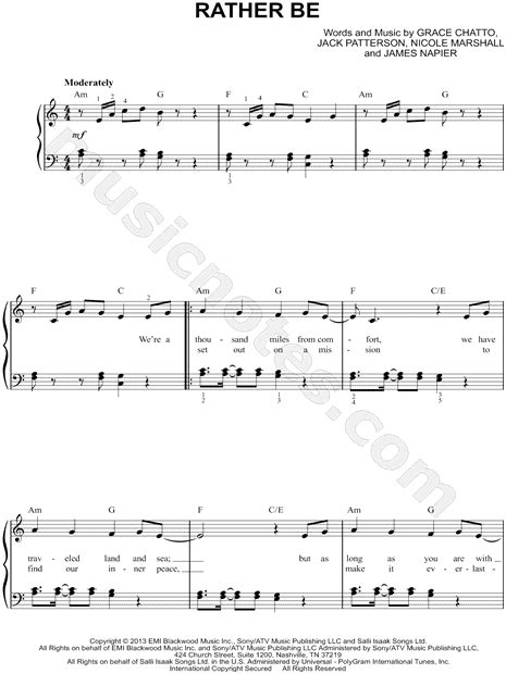 Clean Bandit Rather Be Tekst - Clean Bandit feat. Jess Glynne "Rather Be" Sheet Music (Easy Piano) in C Major - Download