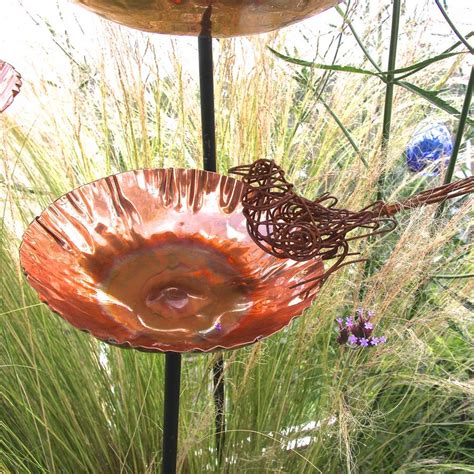 copper chalice garden bird bath sculpture by london garden trading