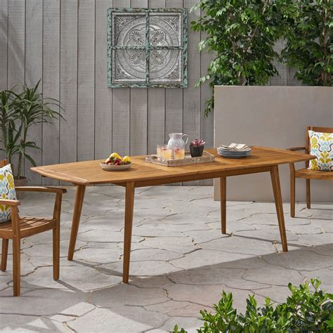 Jaxson Outdoor Acacia Wood Expandable Dining Table Teak