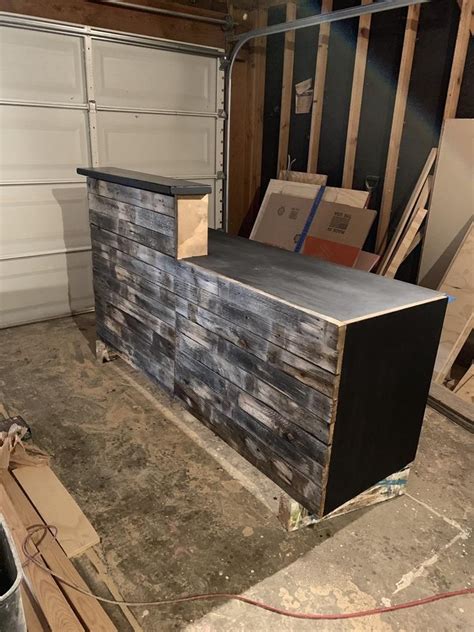 Reception Desk Cash Wrap Counter With Reclaimed Wood Front Etsy Lobby