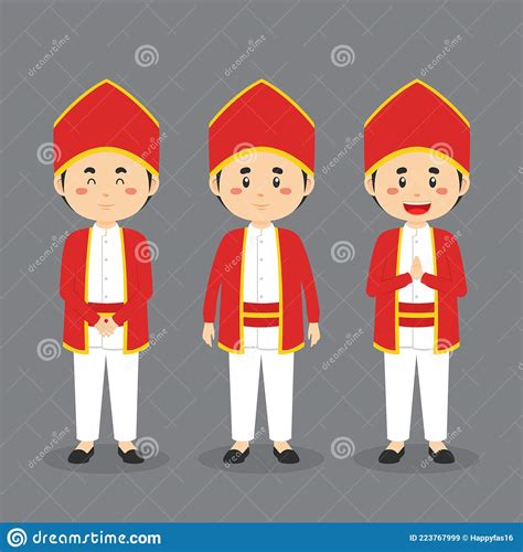 Happy Maluku Boy Holding Indonesian Flags Cartoon Vector