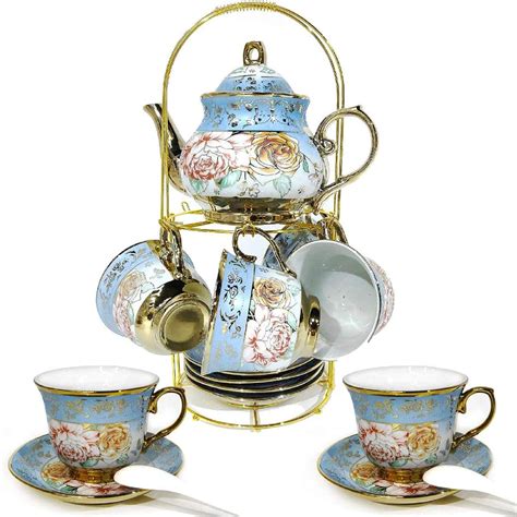 Dagibaycn 20 Pcs Tea Set Ceramics Tea Set Afternoon Tea