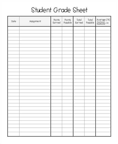 Free Printable Grading Sheets For Teachers