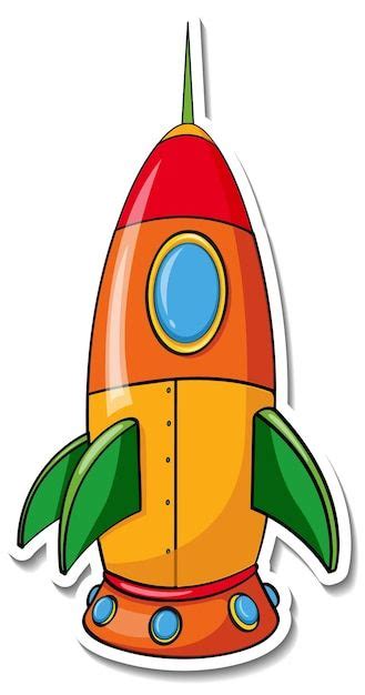 Een stickersjabloon met rocket space cartoon geïsoleerd Gratis Vector