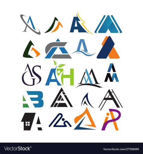 Set Letter A Logos A Modern Logo Design Royalty Free Vector