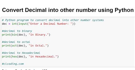 Day 98 Convert Decimal Number Into Other Number Using Python
