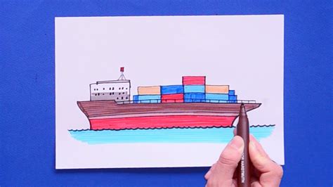 Cargo Ship Drawing For Kids Pic Portal