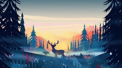Reindeer Minimal Forest Minimalism 4k Wallpaper 4k