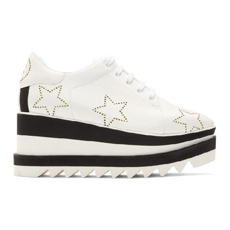 Stella Mccartney Sneak Elyse Lace Up Perforated Star Platform Shoes In