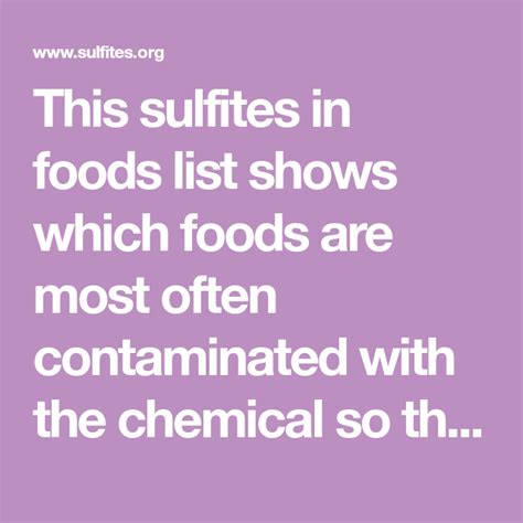 Sulfites In Foods Food Food Lists Food Intolerance