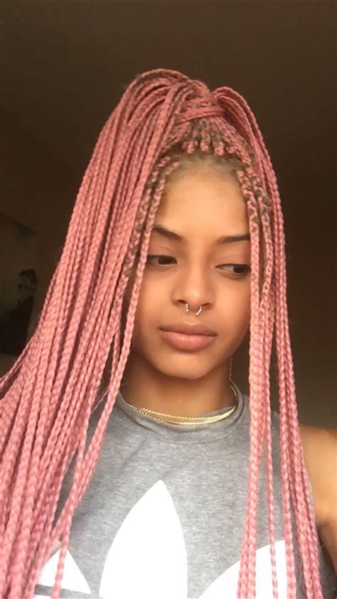 Rock The Look With Black And Pink Box Braids The Fshn