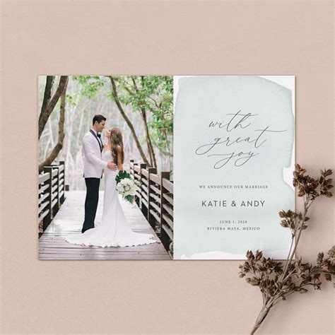 With Great Joy Wedding Announcement Card Fine Day Press