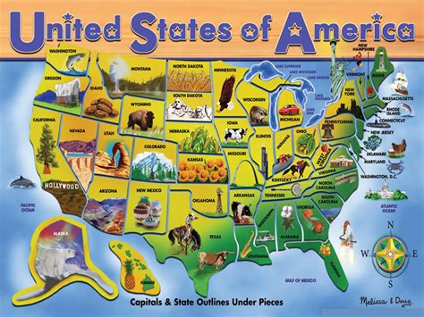 Детальная туристическая иллюстрированная карта Соединенных Штатов