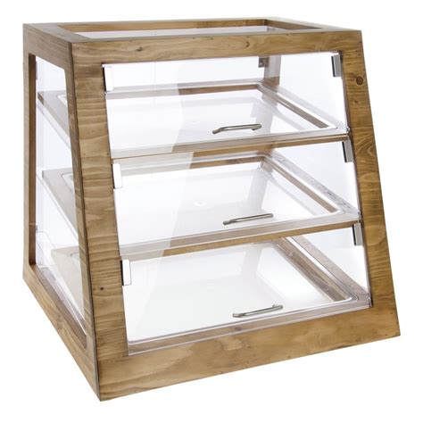 Expressly Hubert® Oak Wood And Glass Countertop Bakery Display Case 15l