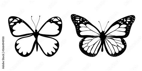 Butterfly Image Monarch Butterfly Silhouette Vector Illustration Isolated On White Background