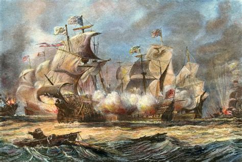 Stretched Canvas Art Spanish Armada 1588 Nthe Vanguard Attacking