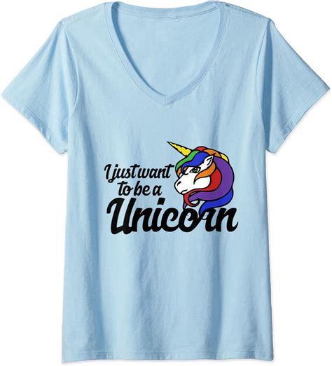 Womens I Just Want To Be A Unicorn V Neck T Shirt