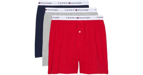 Tommy Hilfiger Cotton Classics Knit Boxer 3 Pack In Mahogany Red For Men Lyst