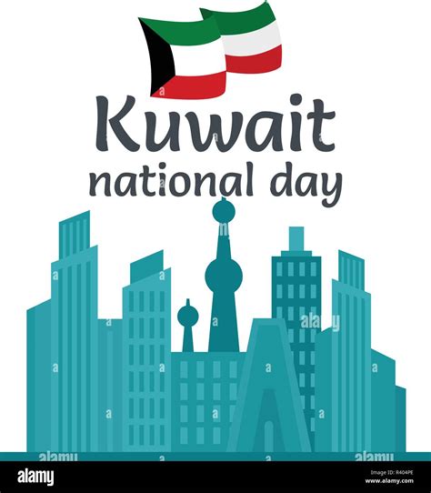 Celebration Kuwait National Day Background Flat Illustration Of