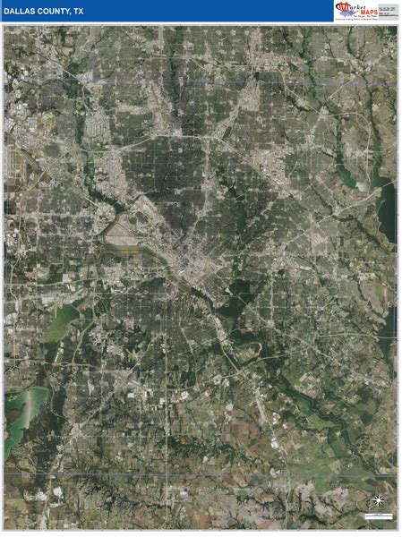 Dallas County Tx Wall Map Satellite Pure Style By Marketmaps Mapsales