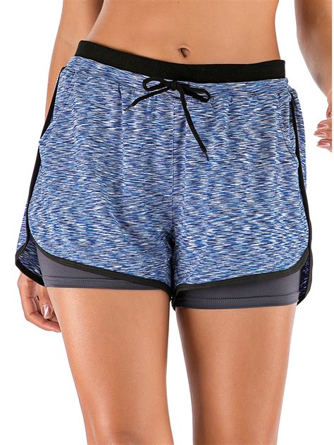 elastic waistband yoga shorts for women workout running athletic bike high waist activewear