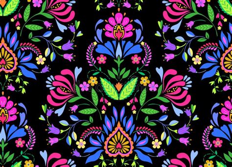 Seamless Folk Floral Pattern Stock Illustration Illustration Of