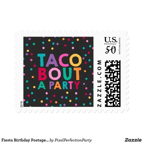 Fiesta Birthday Postage Stamp Taco Bout A Party Zazzle Birthday