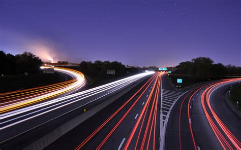 Wallpaper Lights Night Road Long Exposure Evening Traffic Dusk