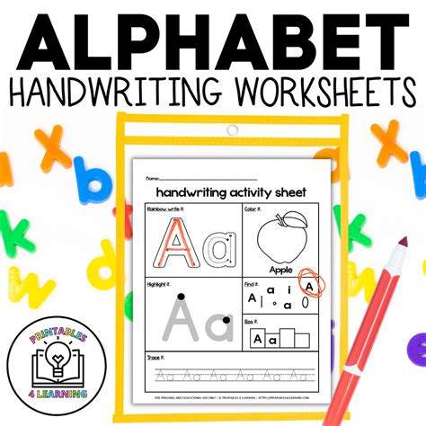 Printable Alphabet Handwriting Worksheets For Kids Abc Writing