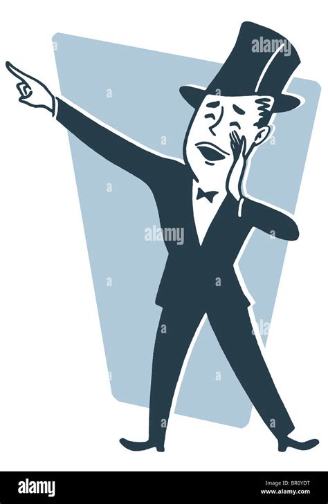 A Cartoon Style Drawing Of A Man Dressed In A Top Hat And Tails Making