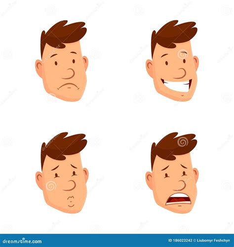 Man Face Expressions Set Of Different Male Facial Emotions Attractive