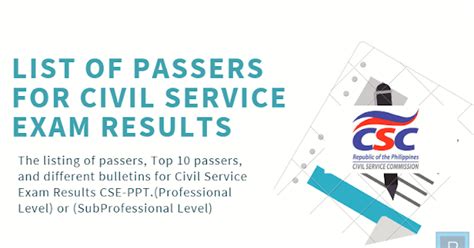 List Of Passers For Civil Service Exam Results CSE PPT March Pinoytut