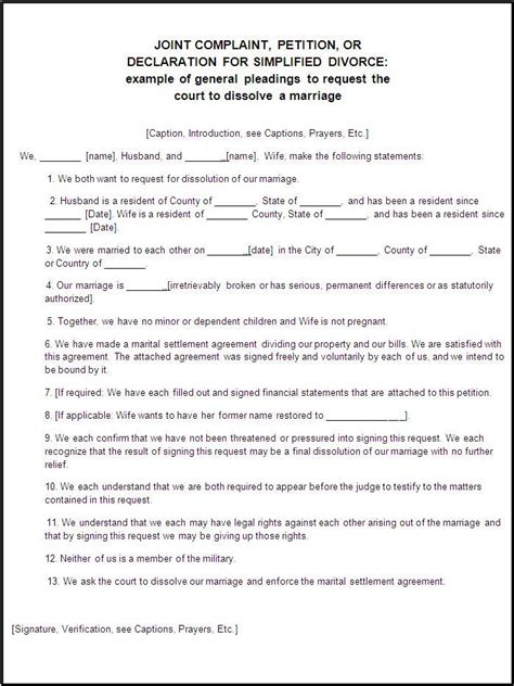 Printable Sample Divorce Papers Form Divorce Forms Printable Divorce