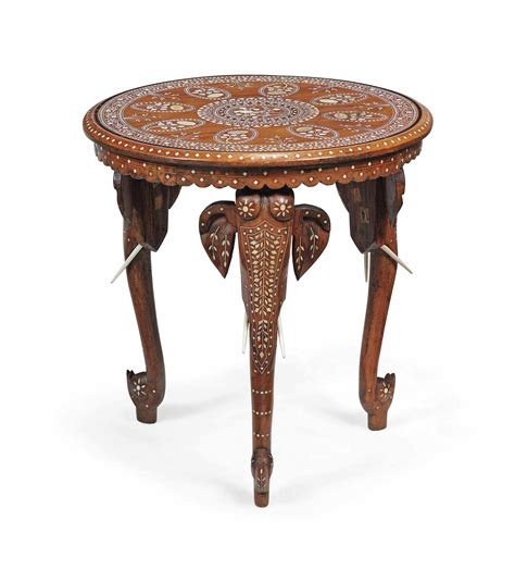 A Small Indian Hardwood And Ivory Inlaid Occasional Table First Half