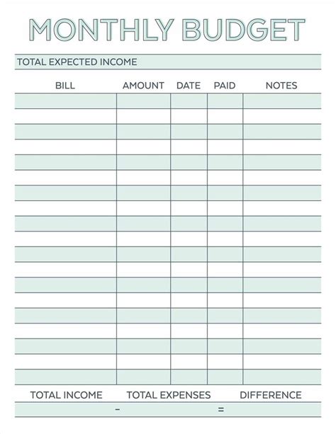 Free Monthly Budget Spreadsheet Template Budget Planner Printable