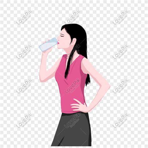 Gadis Memegang Air Minuman Kaca Minum Gambar Unduh