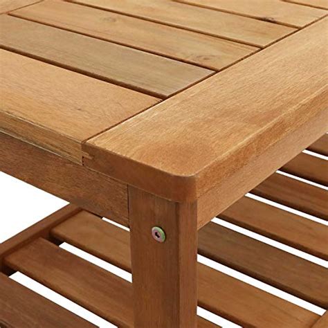 Sunnydaze Meranti Wood Outdoor Coffee Table With Teak Oil Finish