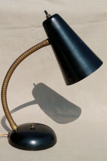 Vintage Gooseneck Desk Lamp Mid Century Mod Metal Shade Work Task Light