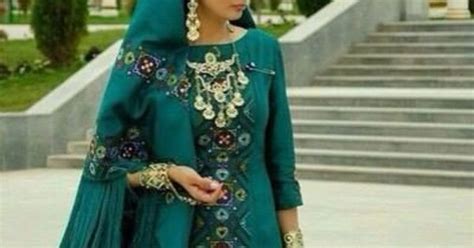 Turkmen Woman In Her Turkmen Traditional Dress Folk Costumes Of The