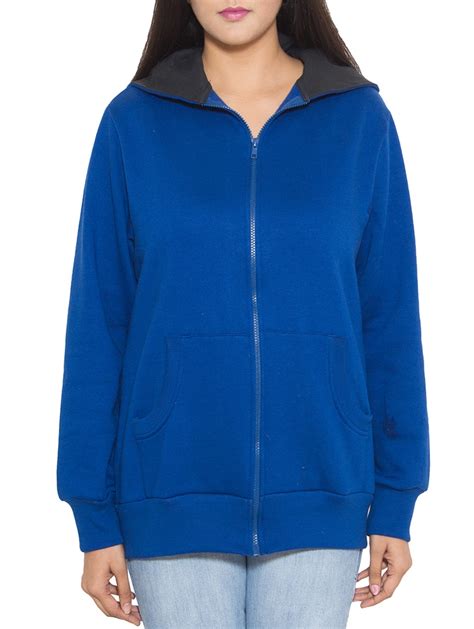 Buy Royal Blue Hooded Cotton Fleece Jacket For Women From Finesse For