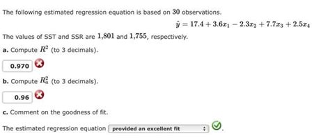 Solved The Following Estimated Regression Equation Is Based