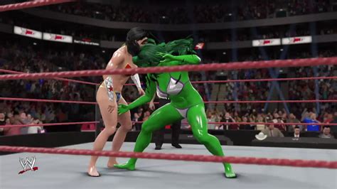 WWE 2K17 She Hulk Vs Wonder Woman Ironman Match YouTube
