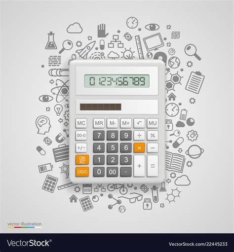 Calculator With Icons On Background Royalty Free Vector