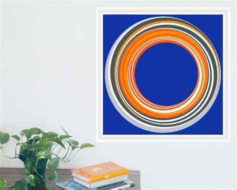 Geometric Circles Art Print Square Printable Files Orange Etsy In
