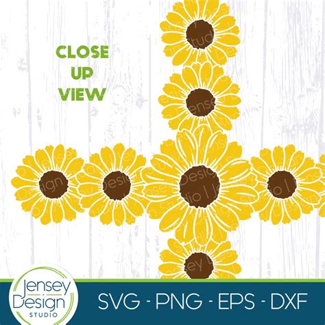 Sunflower Cross Svg Easter Flower Png Design Christian Etsy