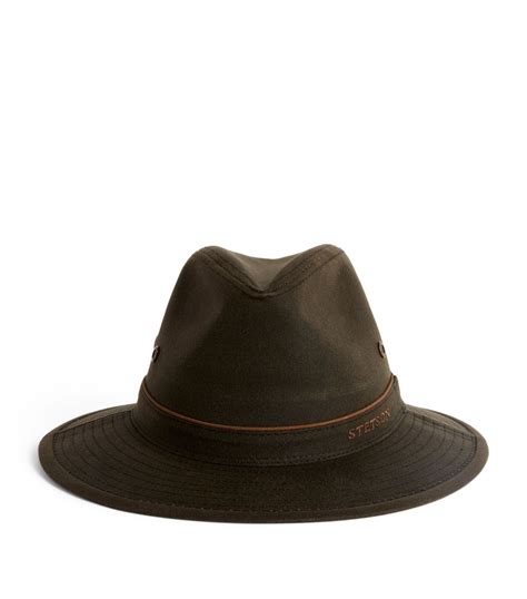 Stetson Brown Waxed Cotton Traveller Hat Harrods Uk