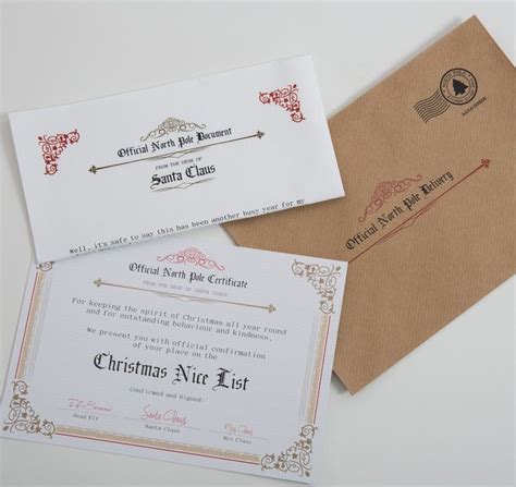 Letters From Santa And Personalised Nice List Certificates Christmas