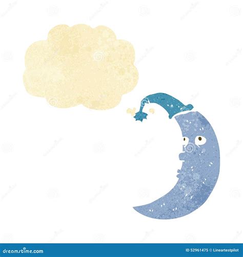 Sleepy Moon Cartoon With Thought Bubble Stock Illustration