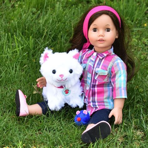 18 Doll White Kitten And Carrier Set Pink Sophias By Teamson Kids