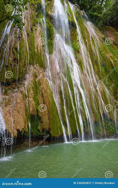 beautiful waterfall el lemon dominican republic stock image image of environment fall 236502837